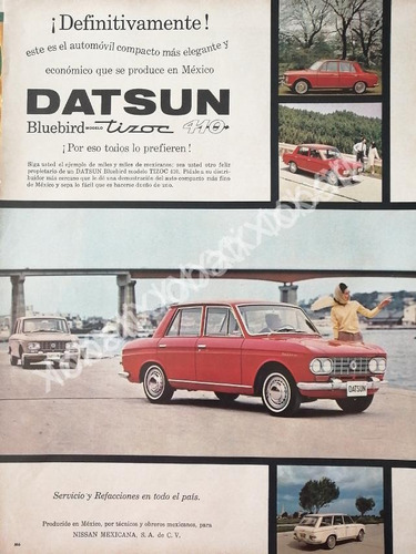 Cartel Retro Autos Nissan Datsun Bluebird Tizoc 410 1964 809