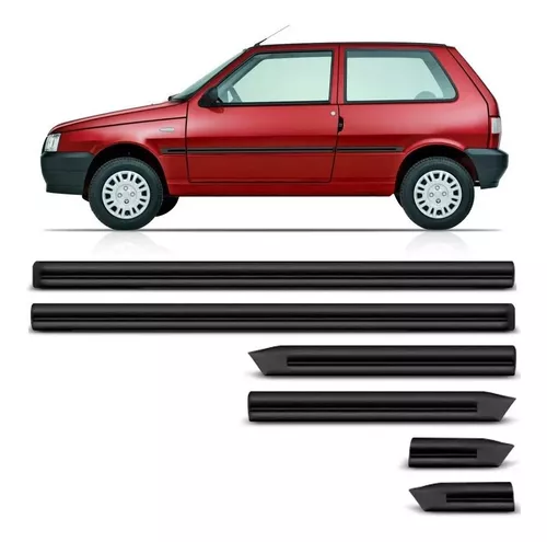 Jogo de Friso Lateral Fiat Uno 88 89 90 91 92 93 94 Preto 2 ou 4 Portas