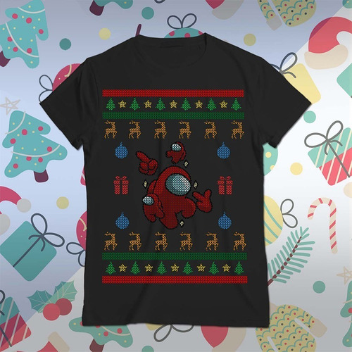 Pack Vectores Amongus Navidad Estiló Bordado Suéter