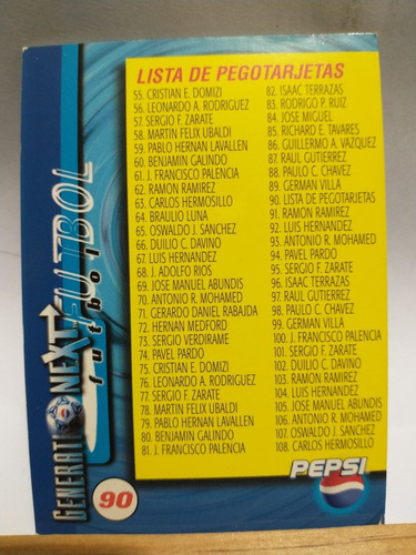 Pepsi Generation Next Futbol 1998 5 Tarjetas Diferentes. Le (Usado)
