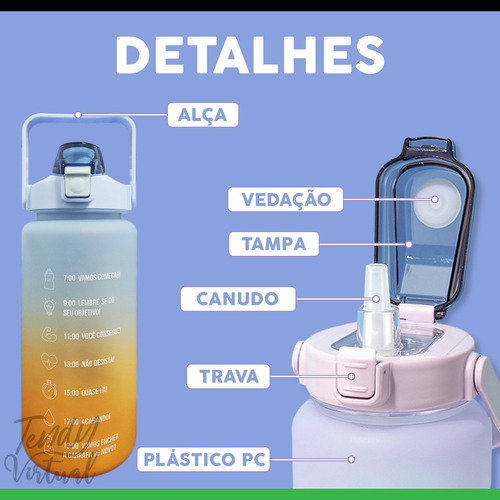 Kit de 3 botellas de entrenamiento motivacional Academia Squeeze de color negro, frases motivadoras en botella