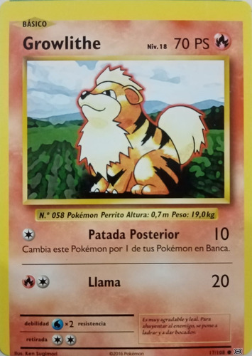 Pokémon Tcg Growlithe Lv.18 17/108 (español)