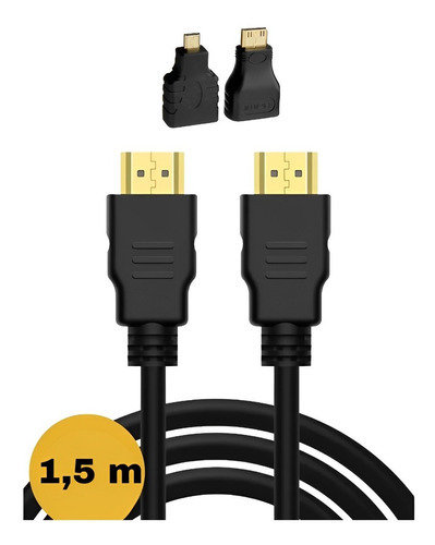 Cabo Hdmi 3 In 1 Com Plug Adaptador Hdmi Micro E Mini Hdmi 1