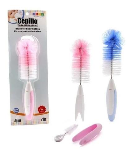 Imagen 1 de 3 de Cepillo Limpia Mamadera Tetina + Pinza 3 En1 Baby Innovation