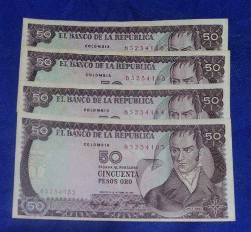 Billetes De 50 Peso Año 1986 Consecutivos Estado 9.5