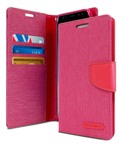 Funda Tipo Cartera Lona Para Samsung Galaxy Note 8 2017 Rosa