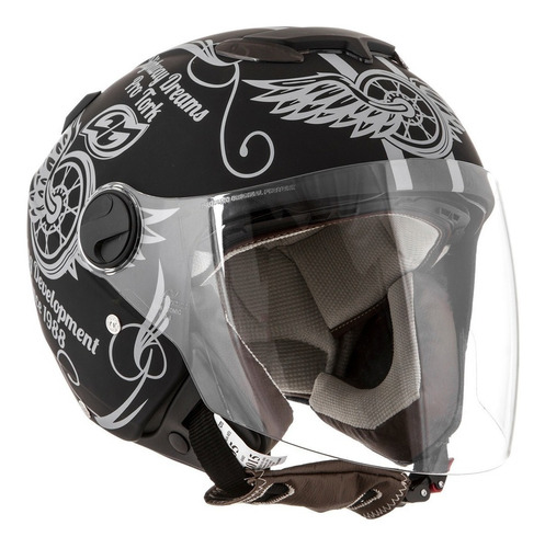 Capacete para moto  aberto Pro Tork New Atomic  Highway Dreams  preto-fosco highway dreams tamanho 58 