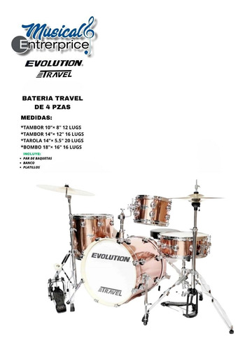 Bateria Viajera Evolution Travel 4 Pza C/accesorios