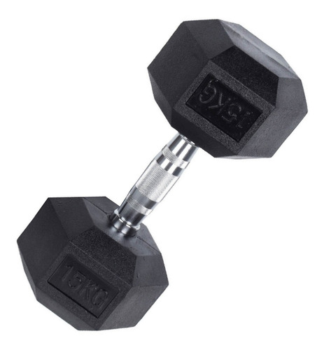 Mancuerna Hexagonal 15 Kg 1 Pieza Mancuerna Hexagonal Caucho Color Negro