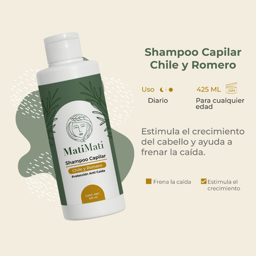 Shampoo Capilar Chile Y Romero Anticaída Matimati 425ml