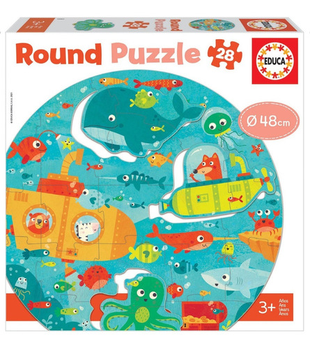 Educa Puzzle Redondo Infantil Bajo El Mar 28 Piezas Febo