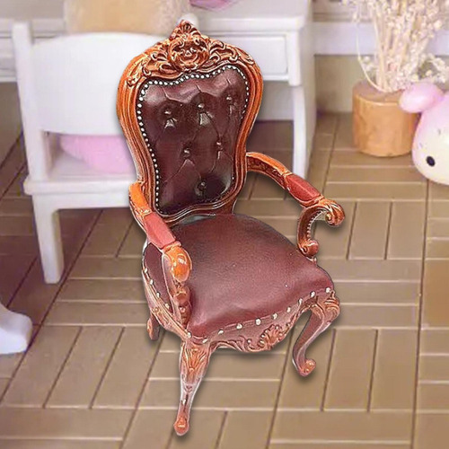 Silla Para Casa De Muñecas, Escala 1/12, Marrón Oscuro