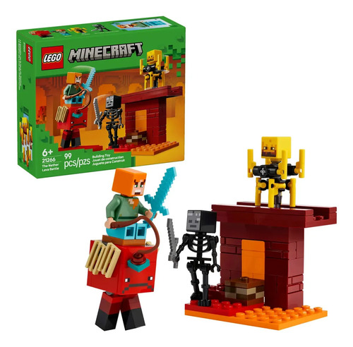 LEGO Minecraft La Batalla de Lava del Inframundo 21266; juguete construible para niños; figuras de Alex, esqueleto de Wither, Blaze y caminante; Escena de batalla en el Nether 6+