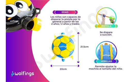 Imagen 4 de 8 de Pistola De Agua Tanque Mochila Diseño Abeja Pinguino Vaquita