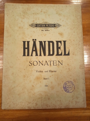 Handel Sonatas Violin Y Piano Ed Peters Partitura
