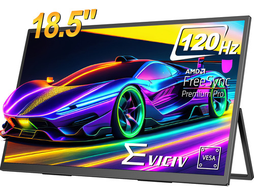 Monitor Portátil Eviciv 18.5 Polegadas Pc Gamer Tela ,fhd 120hz Lcd Ultrafino Monitor,100%srgb Hdr10,alto-falantes Embutidos,com Suporte E Vesa,para Laptop Win11 Mac Phone Ps Xbox Switch Hdmi Usb-c