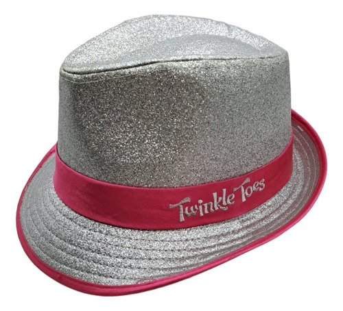 Sombrero De Brillos Plateado Con Listón Rosa