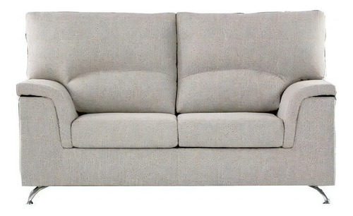 Sillón Sofá De Living 2 Cuerpos Chenille Ecocuero - Panama Color Gris