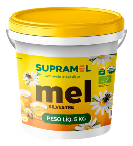 Mel 100% Puro Abelhas Silvestre Supramel - Balde 5 Kg