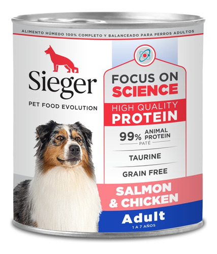 Alimento Sieger Perro Adulto Lata 340g X6 Unidades 