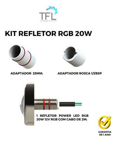 Kit 3 Refletor Tholz - Power Led Rgb 20w Inox