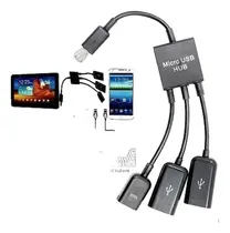 Comprar 3 En 1 Macho A Hembra Micro Usb 2.0 Carga Host Otg Hub Cable
