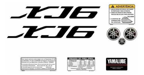 Kit Adesivo Emblema Yamaha Xj6 2012 Branca Xj61102 Fgc
