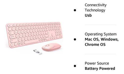 Teclado Y Mouse Inalambricos Con Receptor Usb Y Tipo C Rosa