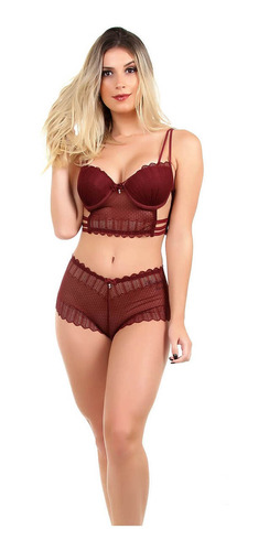 Lingerie Calesson, Lingerie Cropped, Conjunto Sexy