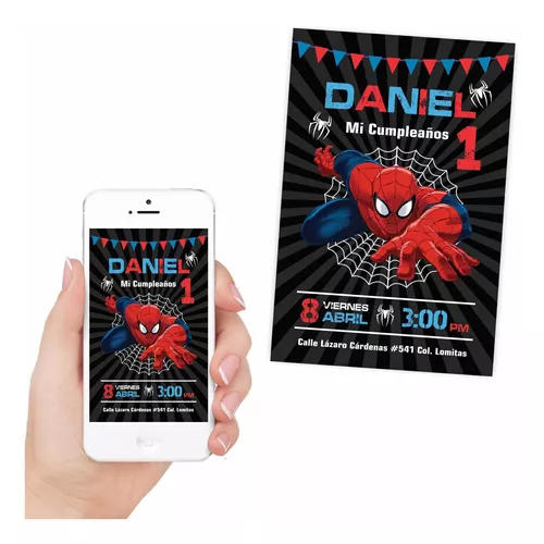 Invitación Digital Cumpleaños Spiderman Hombre Araña