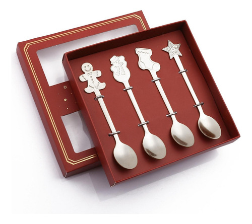 New. Set De 4 Cucharas Festivas, Juego De Cubiertos