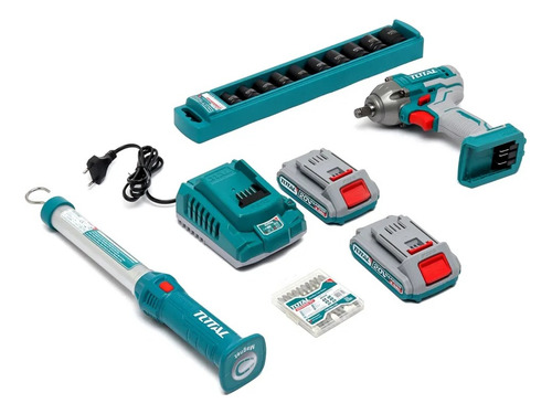 Chave Impacto 20v 1/2 Com 2 Baterias 2ah Total Combo Azul-celeste 50/60hz