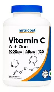 Vitamina C 1000 Importado Usa Pure C Oferta Zinc Nutricost