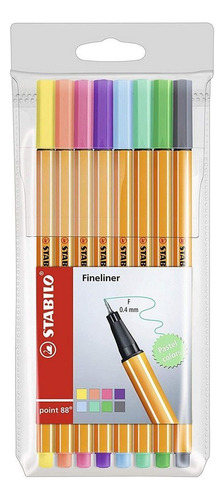 Caneta Stabilo Fine Point 88 Pastel - Kit 8 Cores