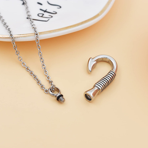 (bk)hook Scent Bottle Necklace Ash Fish Hook Stainless Steel