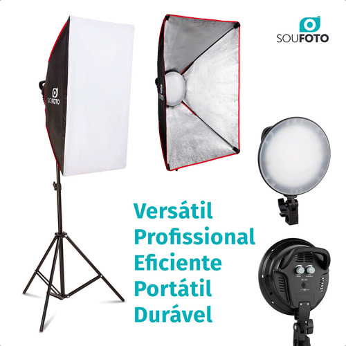 Kit Iluminação Softbox Duplo Berlim LED Bicolor 40W com Dimmer, Tripé 190cm, Bolsa de Transporte, Luz Ajustável Fria e Quente, 127/220V, Ideal para Estúdio, Foto, Vídeo, Lives e Produções