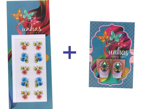 Kit 50 Joias De Unhas (25 Pares Joias) + 25 Adesivos 3d