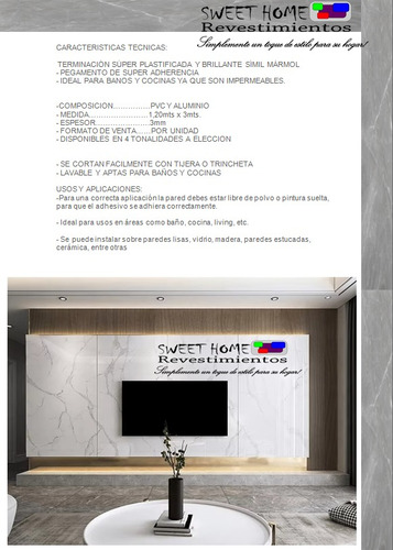 Revestimiento Pvc Anti Humedad Simil Marmol 4 A Eleccion