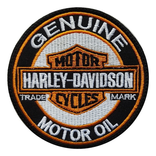 Parche Bordado Harley Davidson Genuine Motor Oil Trade Mark 