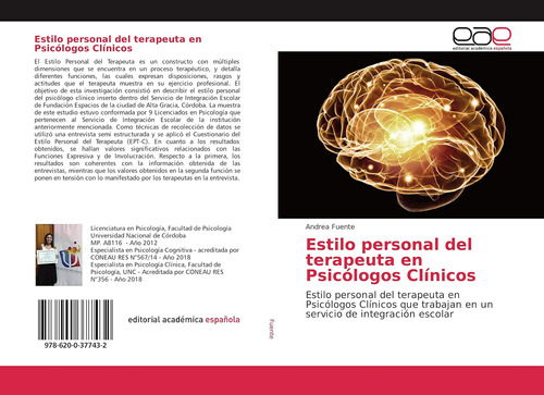 Libro:estilo Personal Del Terapeuta En Psicólogos Clínicos: