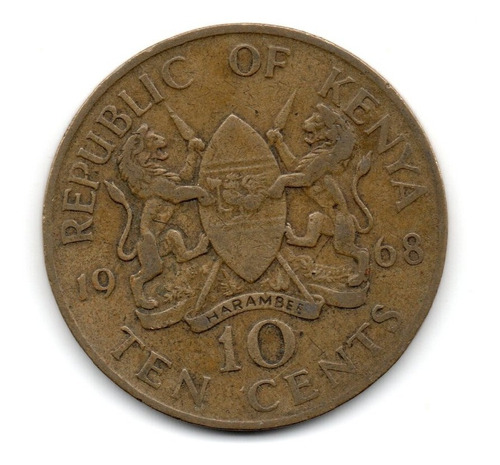 Kenia Moneda 10 Cents Año 1968 Km#2 Africa