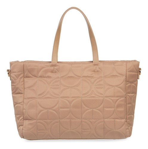 Bolsa Tote Cloe Para Mujer Acolchada Textil Asa Extendida Color Marrón claro