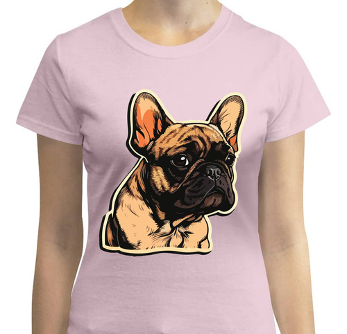 Playera Mujer Con Diseño Perro Bulldog Francés Cara