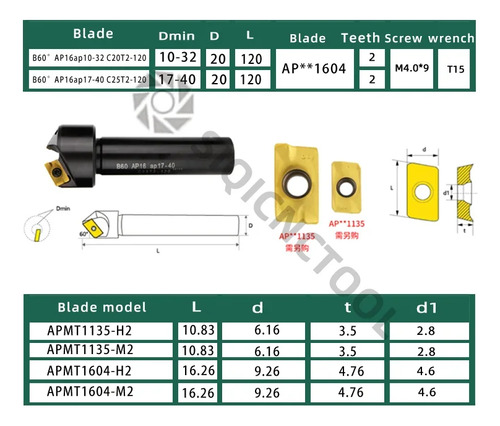 Cuchilla De Biselado Cnc B45 Ap16 Ap18-32 B45 Desechada 30