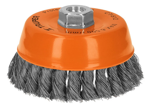 Carda De Copa Alambre Trenzado 5'' Para Esmeril, Truper11541 Color Naranja