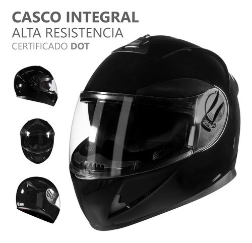 Casco Motocicleta Deportivo Moto Cerrado Certificado Dot Color Negro brillante Tamaño del casco XL