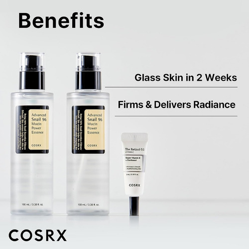 Cosrx Kit Hidratante Y Reafirmante Facial, Mucina Y Retinol Momento de aplicación Día/Noche Tipo de piel Todo tipo de piel