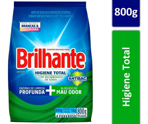 Lava Roupas Antibac Sabão Em Pó Higiene Total Brilhante 800g