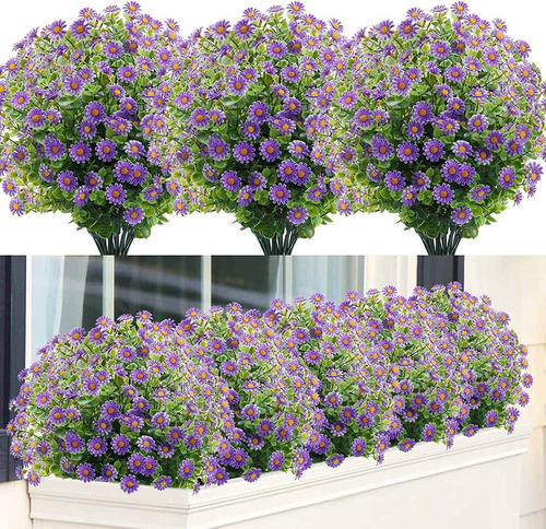 18 Ramos De Flores Artificiales De Margaritas Moradas