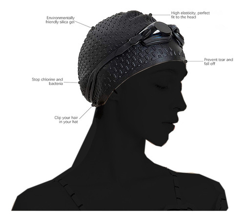 Gorro De Natación Impermeable De Silicona Para Adultos Con P